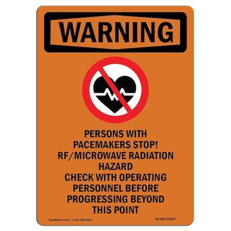 OSHA WARNING Sign, Persons W/ Pacemakers W/ Symbol, 7in X 5in Decal